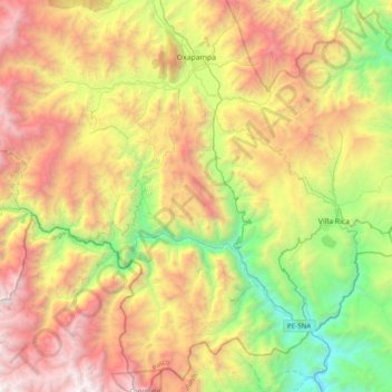 Mappa topografica Oxapampa, altitudine, rilievo