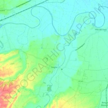 Mappa topografica Oviglio, altitudine, rilievo