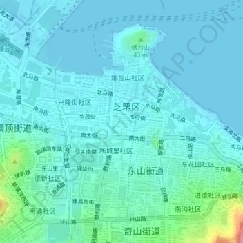 Mappa topografica 向阳街道, altitudine, rilievo