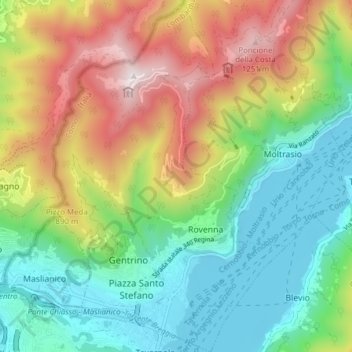 Mappa topografica Cernobbio, altitudine, rilievo