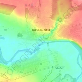 Mappa topografica Шемышейка, altitudine, rilievo