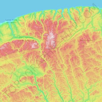 Mappa topografica Mont-Albert, altitudine, rilievo