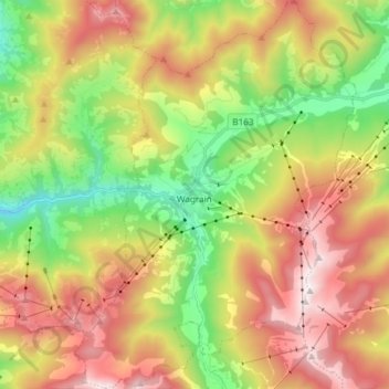 Mappa topografica Wagrain, altitudine, rilievo