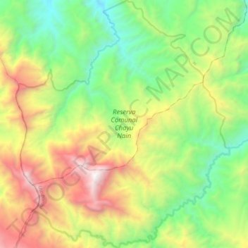 Mappa topografica Reserva Comunal Chayu Nain, altitudine, rilievo