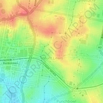 Mappa topografica Mount Lewis, altitudine, rilievo