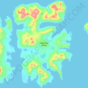 Mappa topografica Kagalaska Island, altitudine, rilievo