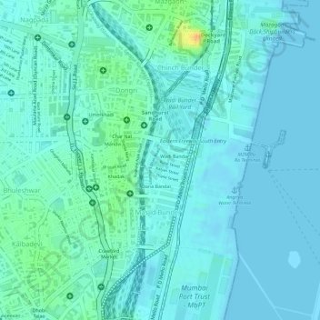 Mappa topografica B Ward, altitudine, rilievo