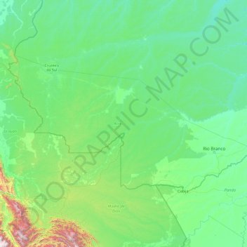 Mappa topografica Acre, altitudine, rilievo