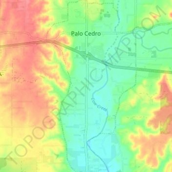 Mappa topografica Palo Cedro, altitudine, rilievo