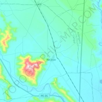 Mappa topografica Nicasio, altitudine, rilievo