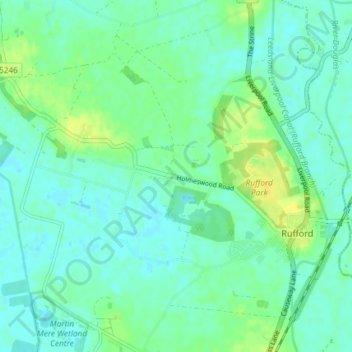 Mappa topografica Rufford, altitudine, rilievo