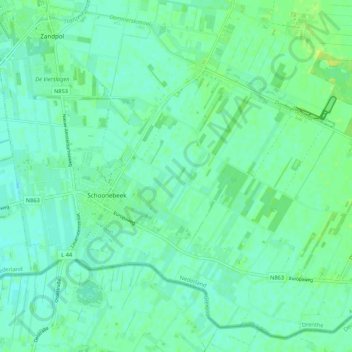 Mappa topografica Schoonebeek, altitudine, rilievo