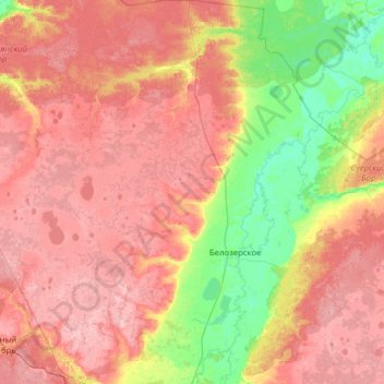 Mappa topografica Белозерский муниципальный округ, altitudine, rilievo