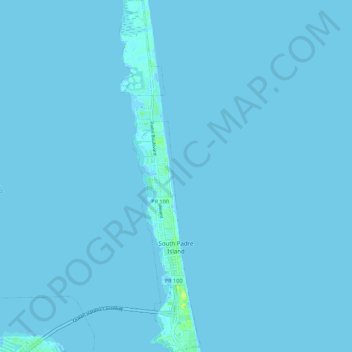 Mappa topografica South Padre Island, altitudine, rilievo