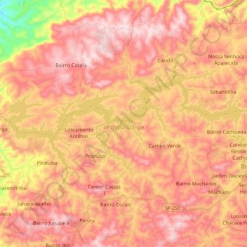 Mappa topografica Represa de Itupararanga, altitudine, rilievo
