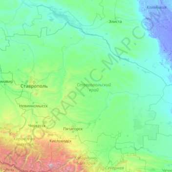 Mappa topografica Ставропольский край, altitudine, rilievo