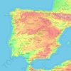 Mappa topografica Iberian Peninsula, altitudine, rilievo