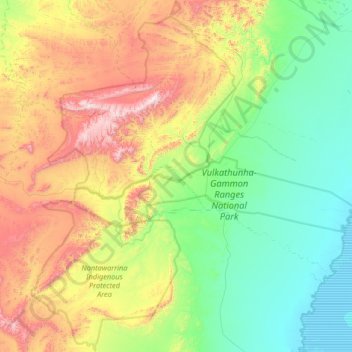 Mappa topografica Gammon Ranges, altitudine, rilievo