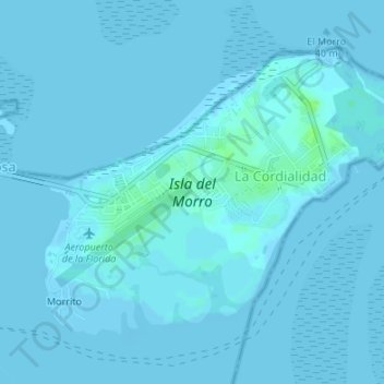 Mappa topografica Isla del Morro, altitudine, rilievo