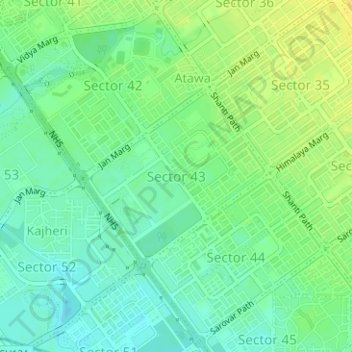 Mappa topografica Sector 43, altitudine, rilievo