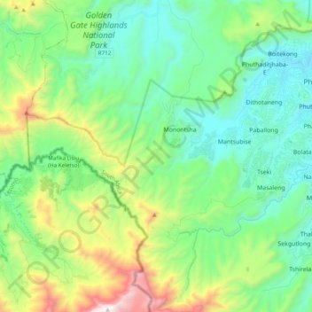 Mappa topografica Maluti-a-Phofung Ward 11, altitudine, rilievo