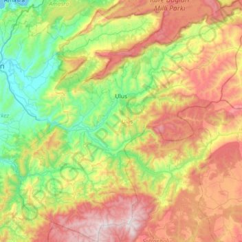 Mappa topografica Ulus, altitudine, rilievo