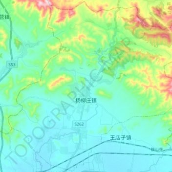 Mappa topografica 杨柳庄镇, altitudine, rilievo