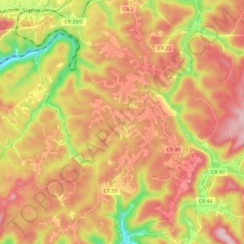 Mappa topografica Coal City, altitudine, rilievo
