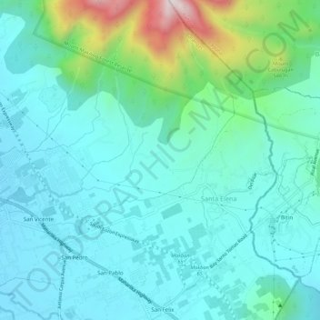 Mappa topografica San Vicente, altitudine, rilievo