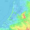 Mappa topografica West-Nederland, altitudine, rilievo