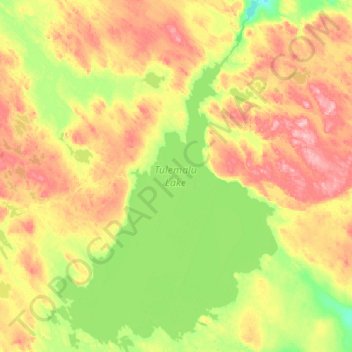 Mappa topografica Tulemalu Lake, altitudine, rilievo