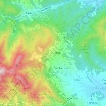 Mappa topografica Bione, altitudine, rilievo