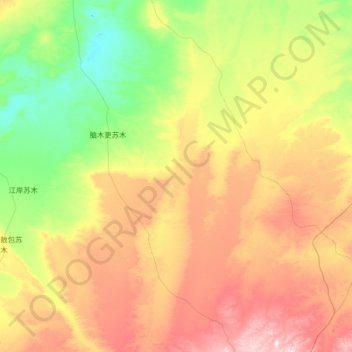 Mappa topografica 四子王旗脑木更苏木, altitudine, rilievo