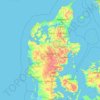 Mappa topografica Jutland, altitudine, rilievo