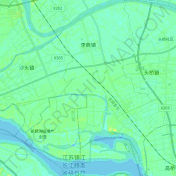 Mappa topografica 李典镇, altitudine, rilievo