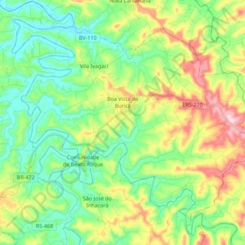 Mappa topografica Boa Vista do Buricá, altitudine, rilievo