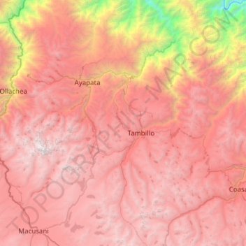 Mappa topografica Ituata, altitudine, rilievo