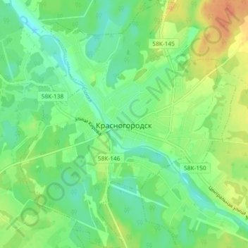 Mappa topografica городское поселение Красногородск, altitudine, rilievo