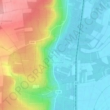Mappa topografica Ludwigshöhe, altitudine, rilievo