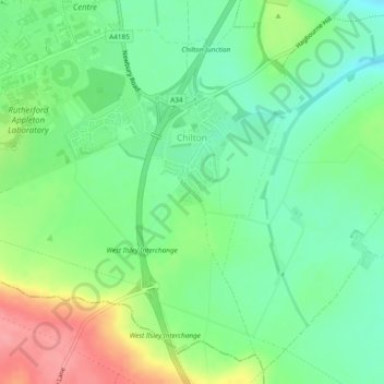 Mappa topografica Chilton, altitudine, rilievo