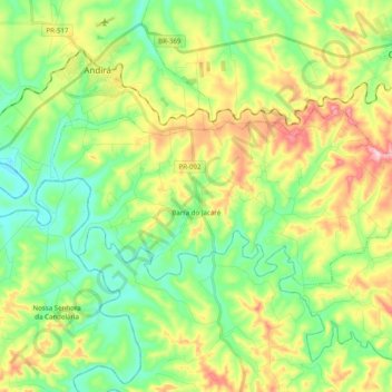 Mappa topografica Barra do Jacaré, altitudine, rilievo