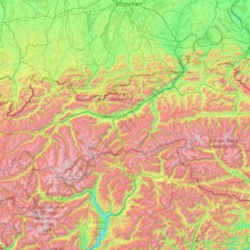 Mappa topografica Tirolo, altitudine, rilievo