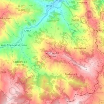 Mappa topografica Morrone del Sannio, altitudine, rilievo