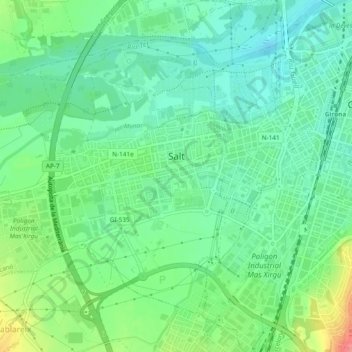 Mappa topografica Salt, altitudine, rilievo