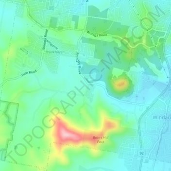 Mappa topografica Bahrs Scrub, altitudine, rilievo