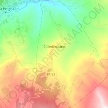 Mappa topografica Colledimacine, altitudine, rilievo