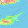 Mappa topografica Cipro del Nord, altitudine, rilievo
