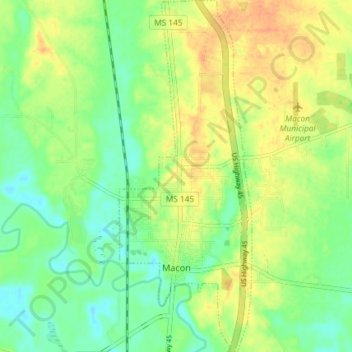 Mappa topografica Macon, altitudine, rilievo