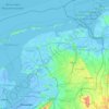 Mappa topografica Arrondissement Noord-Nederland, altitudine, rilievo