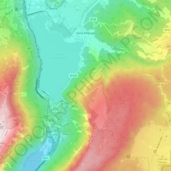 Mappa topografica Farra d'Alpago, altitudine, rilievo
